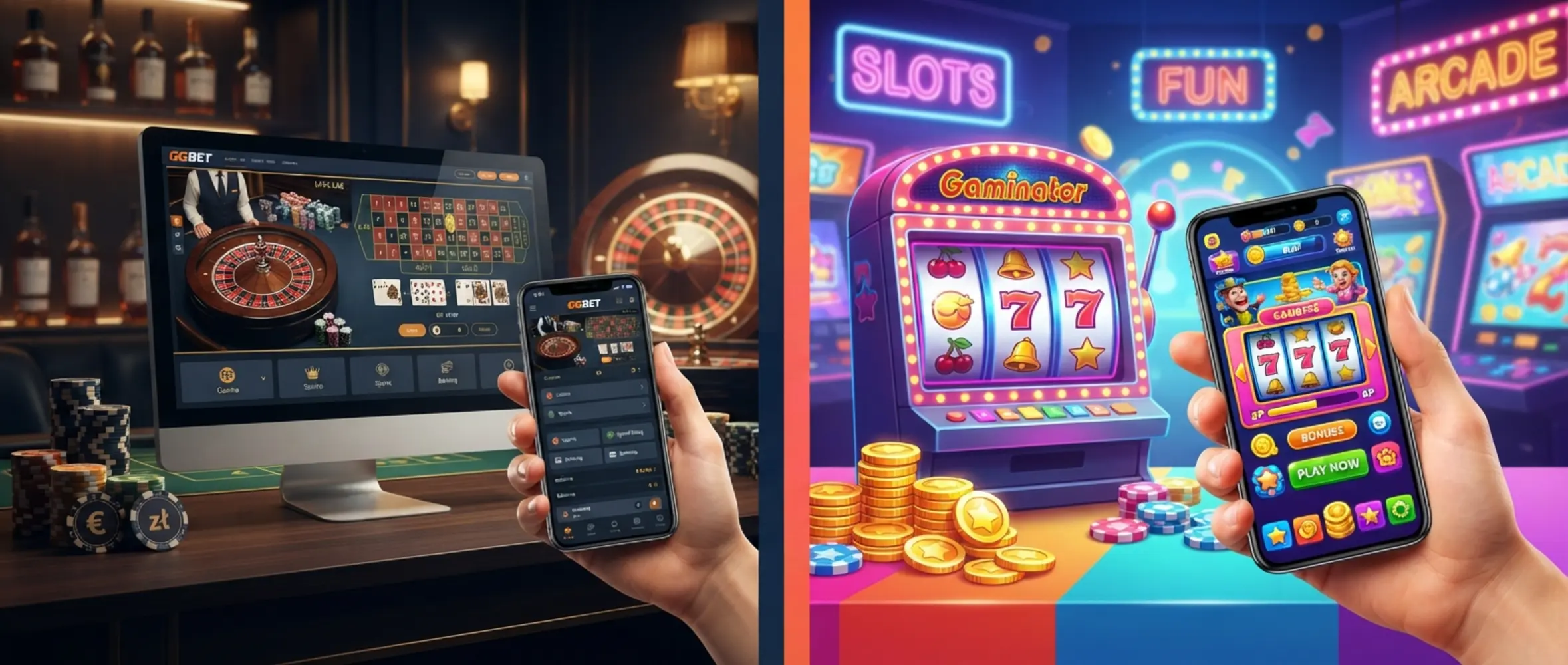 Baner porównujący bonusy GGbet i Gaminator