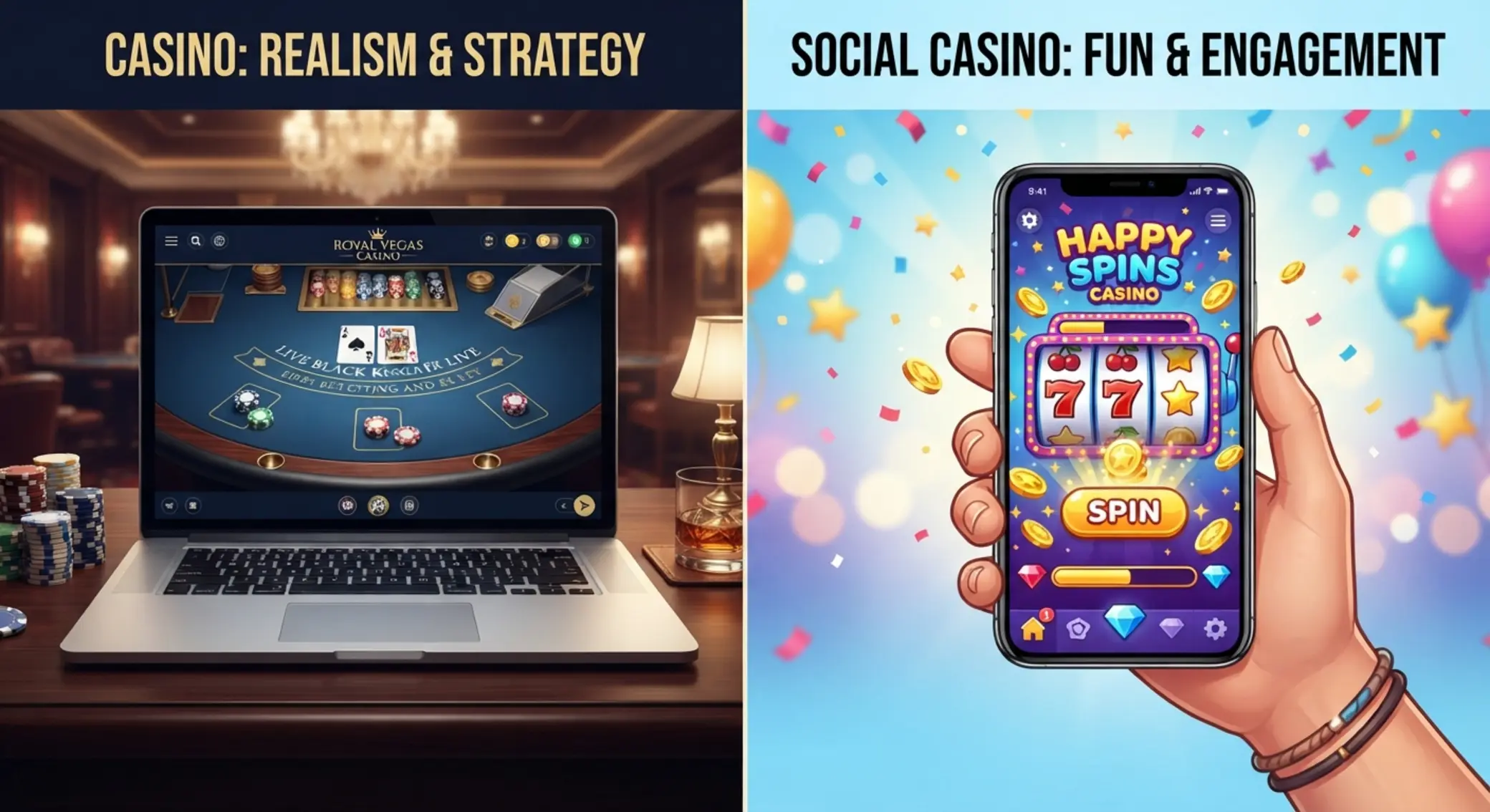 Porównanie świata kasyna online i social casino