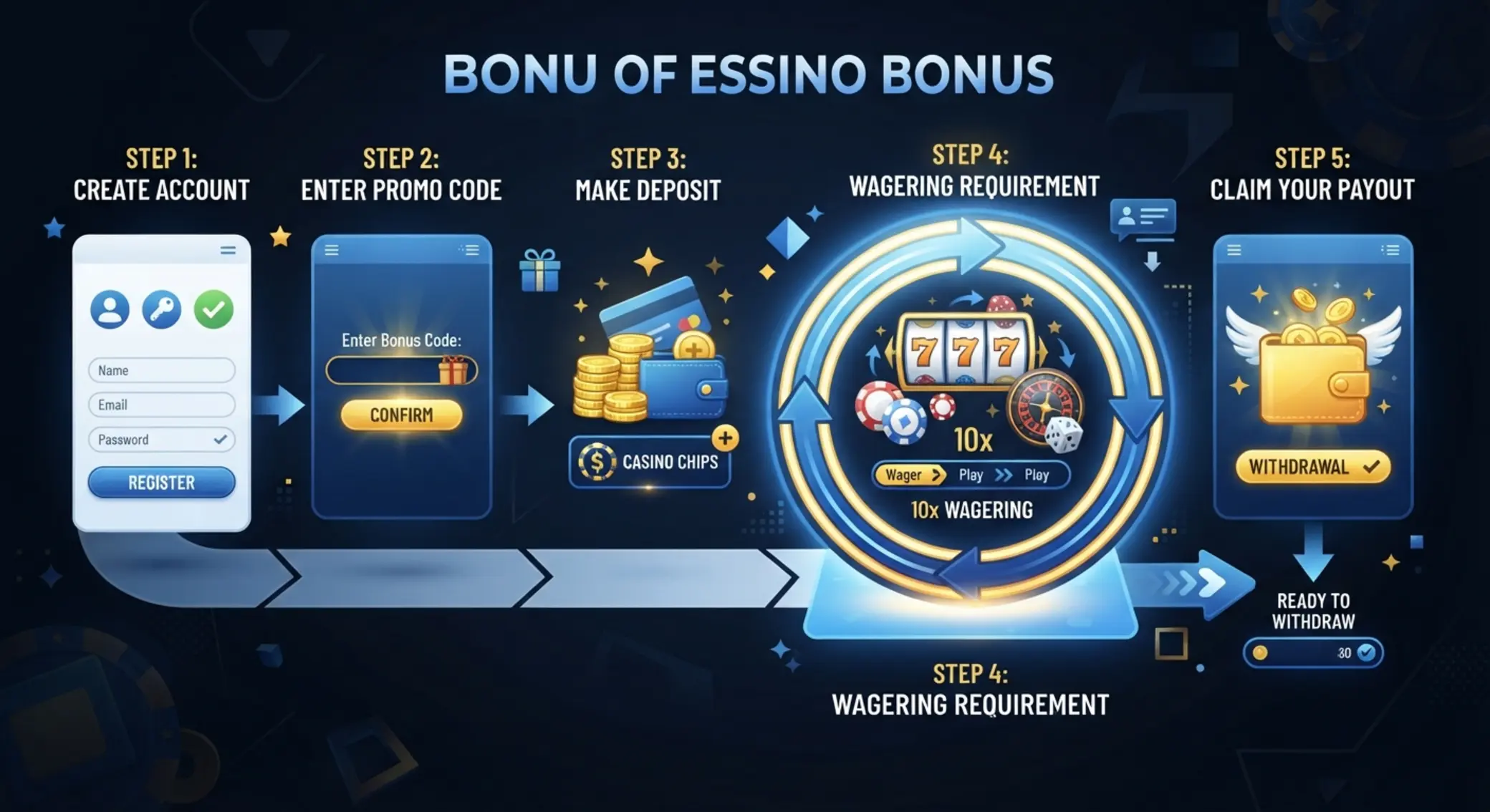 Schemat działania kodu bonusowego w kasynie online