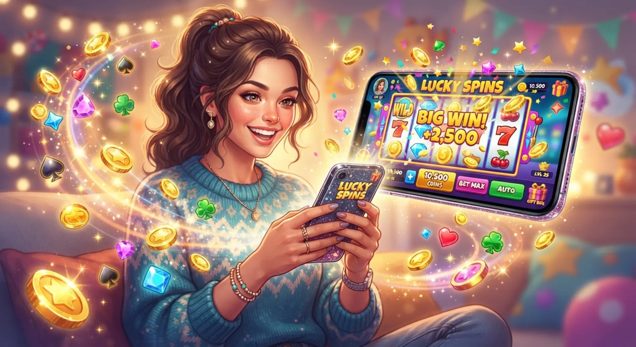 Social casino na telefonie z wirtualnymi monetami i slotami