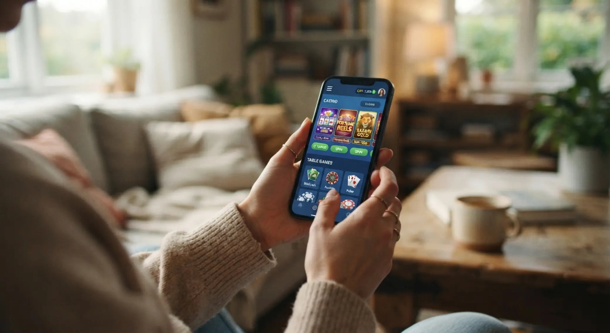 Jak działa kasyno mobilne Użytkownik korzysta z kasyna mobilnego na smartfonie