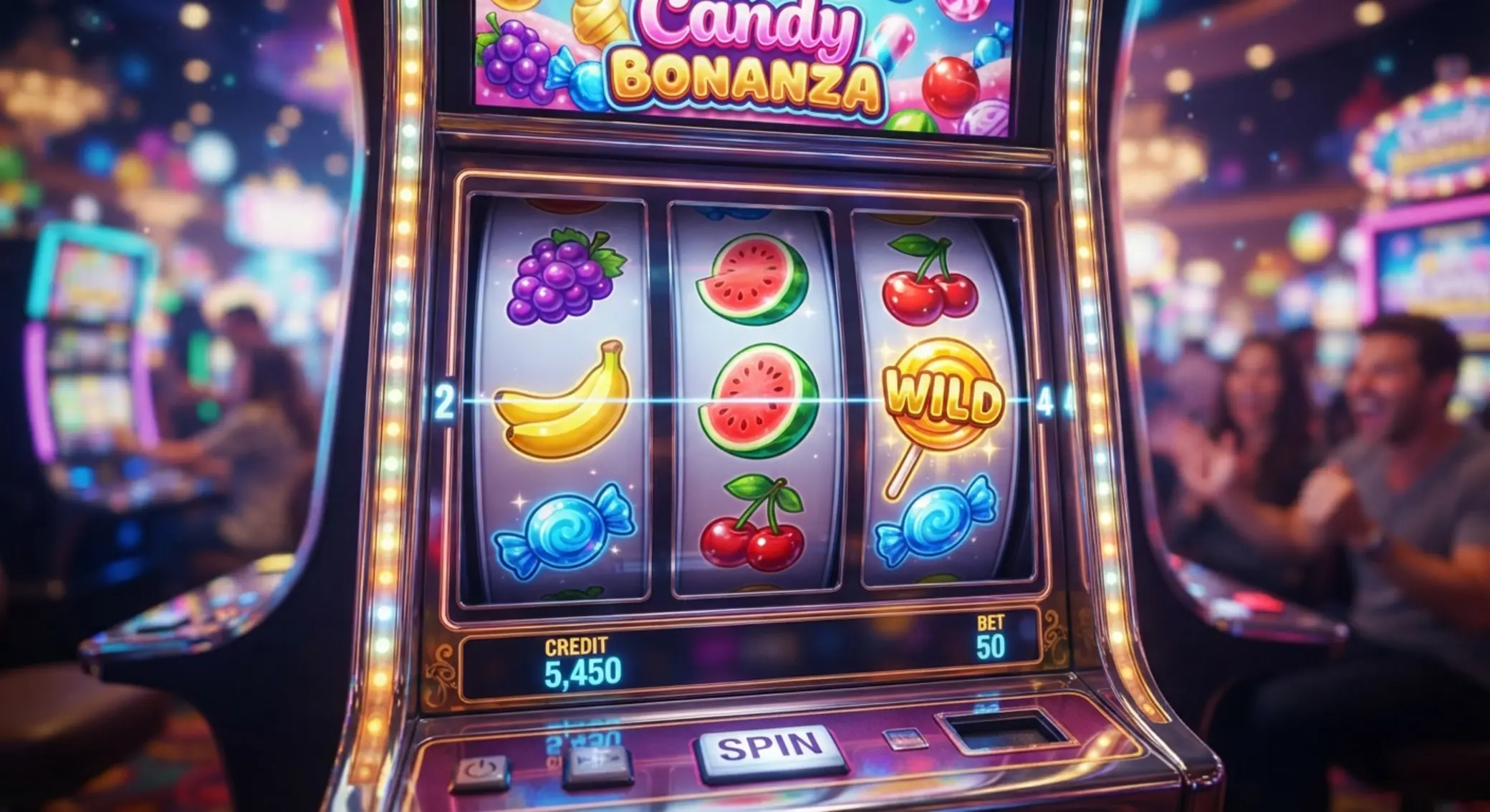 Symbole w Sweet Bonanza 1000 Zbliżenie na symbole owoców i cukierków w slocie