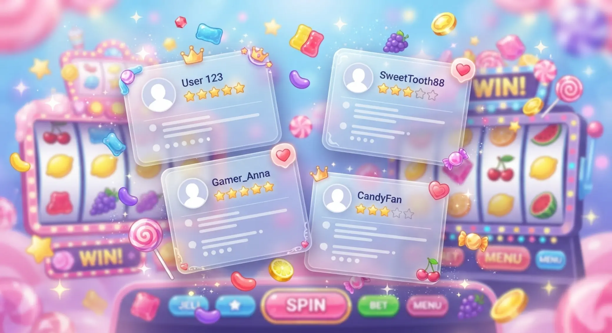 Grafika symbolizująca opinie graczy o Sweet Bonanza